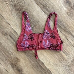 RVCA Coral Leaf Print Bikini Top